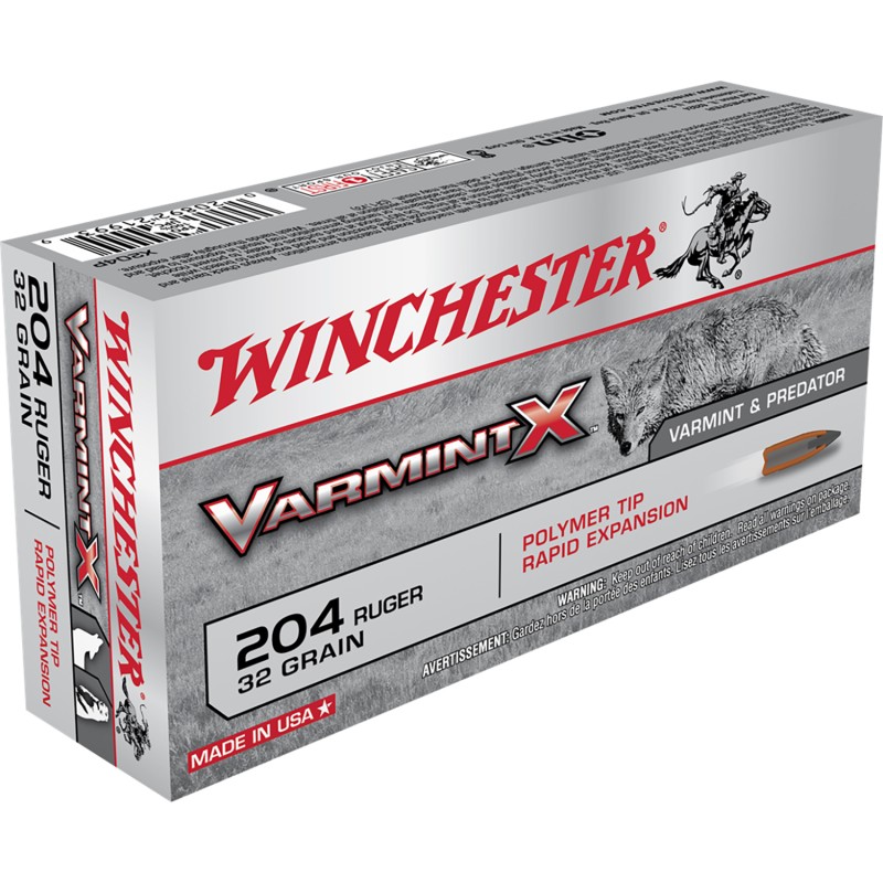 Winchester Ammo X204P Varmint X  204 Ruger 32 gr Polymer Tip Rapid Expansion 20 Per Box 10 Case