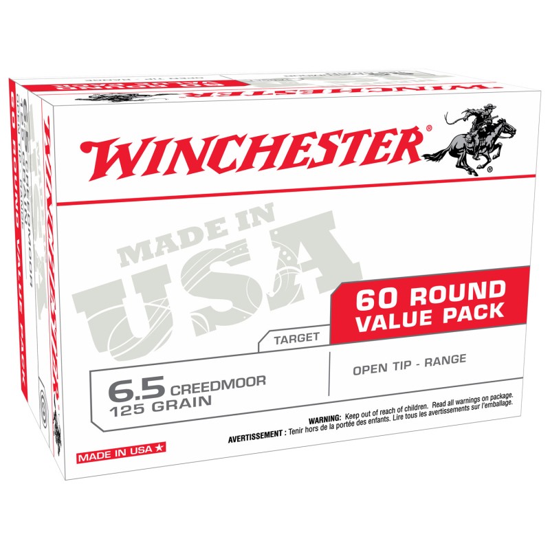 Winchester Ammo USA65CMVP USA Ready  6.5 Creedmoor 125 gr Open Tip 60 Per Box 4 Case Value Pack