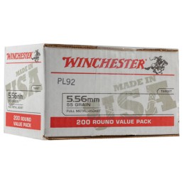 Winchester Ammo WM193200 USA  5.56x45mm NATO 55 gr Full Metal Jacket 200 Per Bx 4 Case Value Pack