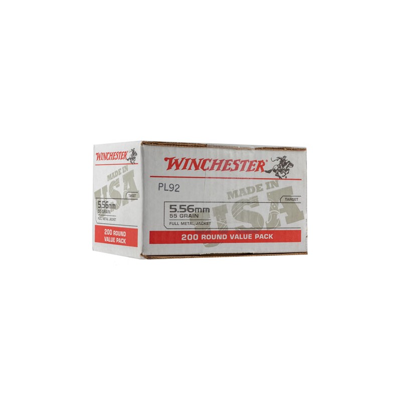 Winchester Ammo WM193200 USA  5.56x45mm NATO 55 gr Full Metal Jacket 200 Per Bx 4 Case Value Pack