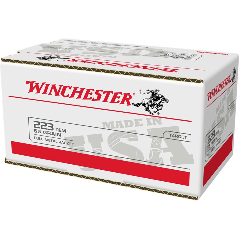 Winchester Ammo W223200 USA  223 Rem 55 gr Full Metal Jacket 200 Per Bx 4 Case Value Pack