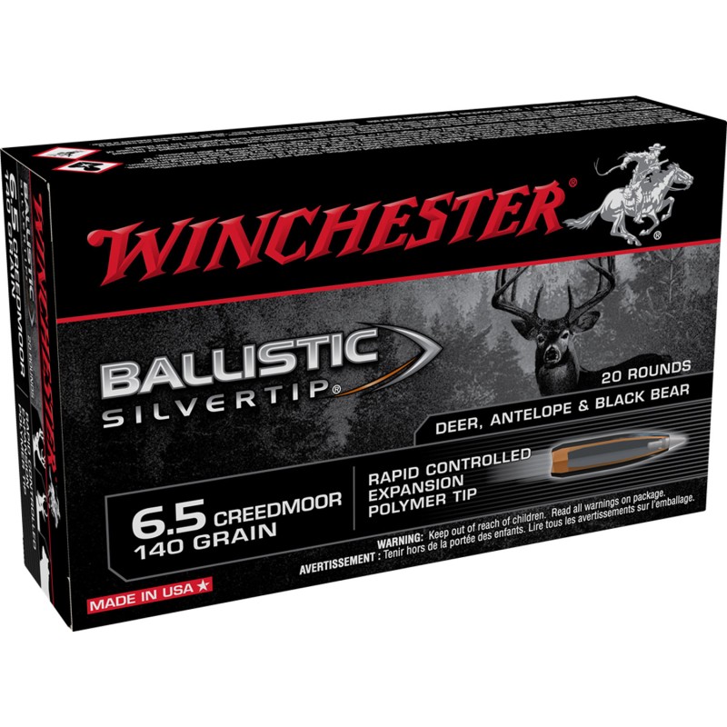 Winchester Ammo SBST65CM Ballistic Silvertip  6.5 Creedmoor 140 gr Rapid Controlled Expansion Polymer Tip 20 Per Box 10 Case