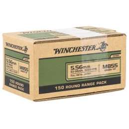 Winchester Ammo WM855150 USA M855 Green Tip 5.56x45mm NATO 62 gr Full Metal Jacket 150 Per Bx 4 Case Value Pack