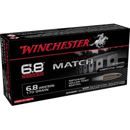 Winchester Ammo S68WM Match  6.8 Western 170 gr Sierra MatchKing BTHP 20 Per Box 10 Case