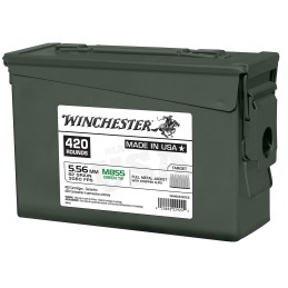 Winchester Ammo WM855420CS USA M855 Green Tip 5.56x45mm NATO 62 gr Full Metal Jacket 420 Per Box 2 Case Ammo Can