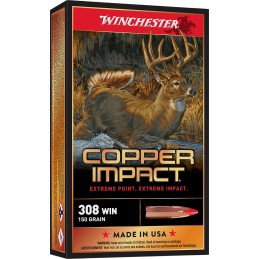 Winchester Ammo X308CLF Copper Impact  308 Win 150 gr Copper Extreme Point Lead Free 20 Per Box 10 Case