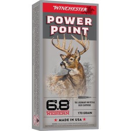 Winchester Ammo X68W1 PowerPoint  6.8 Western 170 gr Power Point 20 Per Box 10 Case