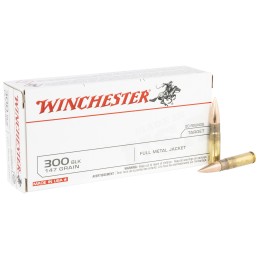 Winchester Ammo USA300B147 USA  300 Blackout 147 gr Full Metal Jacket Open Tip 20 Per Box 10 Case