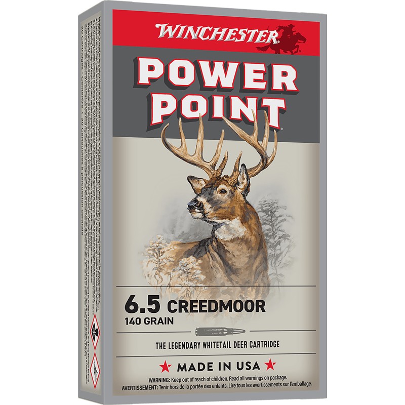 Winchester Ammo X652 PowerPoint  6.5 Creedmoor 140 gr 20 Per Box 10 Case