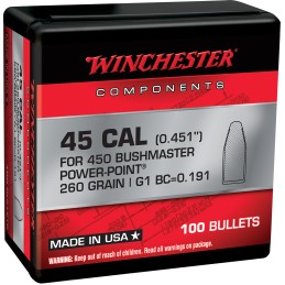 Winchester Ammo WB450P260X PowerPoint  450 Bushmaster 260 gr 100 Per Box 10 Case