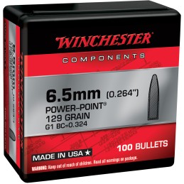 Winchester Ammo WB65PP129X PowerPoint  6.5 Creedmoor 129 gr 100 Per Box 10 Case