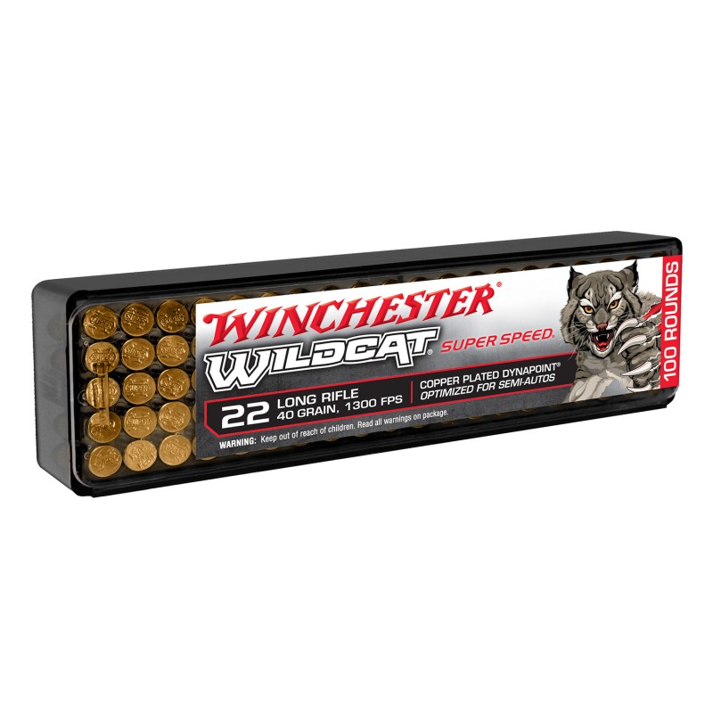 Winchester Ammo WW22LRSSD Wildcat Super Speed 22 LR 40 gr Copper Plated DynaPoint 100 Per Box 20 Case