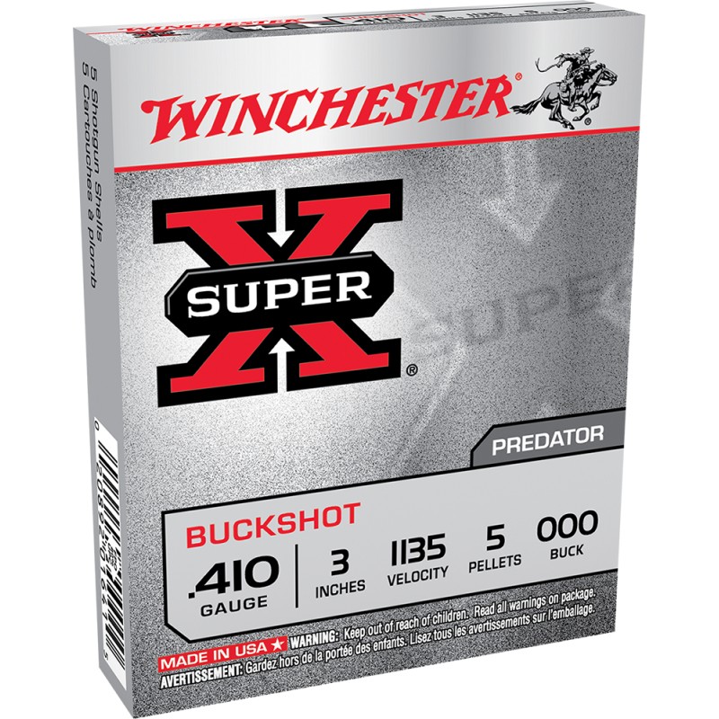 Winchester Ammo XB413 Super X  410 Gauge 3 5 Pellets 000 Buck Shot 5 Per Box 50 Case