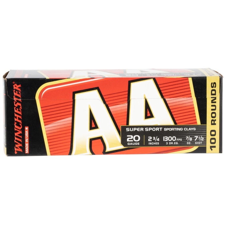 Winchester Ammo AASC207VP AA Sporting Clay 20 Gauge 2.75 78 oz 7.5 Shot 100 Bx 2 Case Value Pack