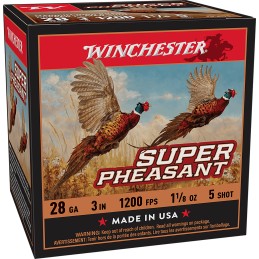 Winchester Ammo X283PH5 Super Pheasant  28 Gauge 3 1 18 oz 5 Shot 25 Per Box 10 Case