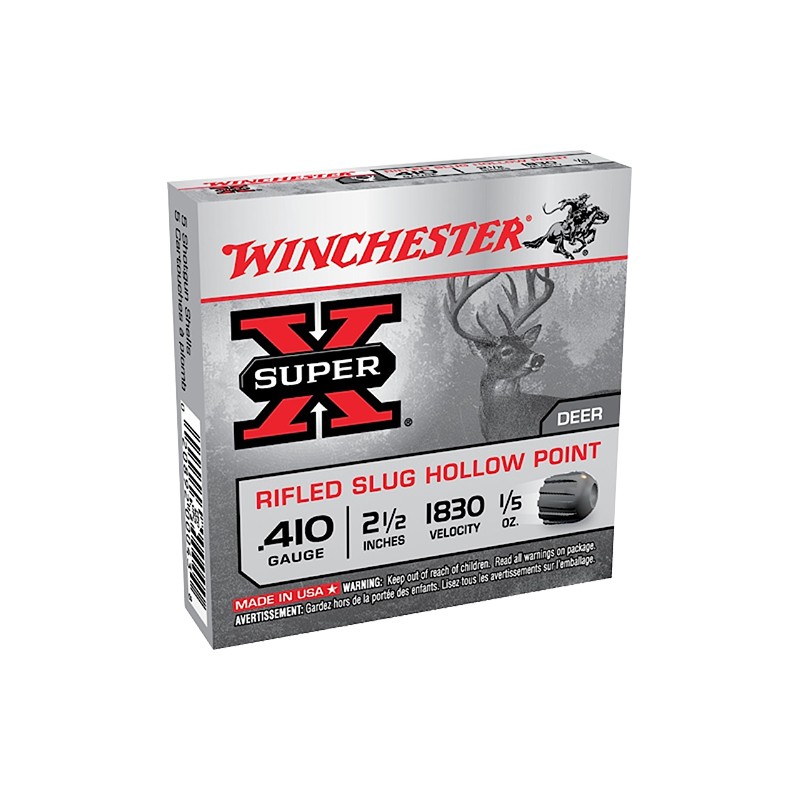 Winchester Ammo X41RS5VP Super X  410 Gauge 2.50 15 oz Rifled Slug Shot 15 Per Box 10 Case Value Pack