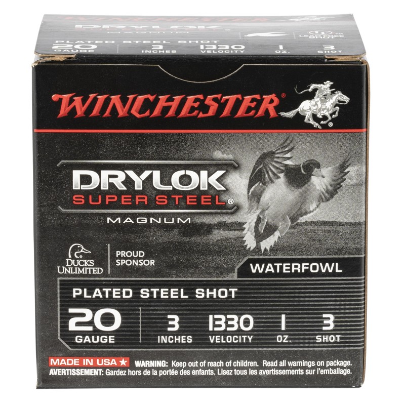 Winchester Ammo XSM2033 Drylok Super Steel Magnum 20 Gauge 3 1 oz 3 Shot 25 Per Box 10 Case