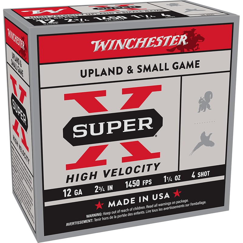 Winchester Ammo X12HV4 Super X High Velocity 12 Gauge 2.75 4 Shot 25 Per Box 10 Case