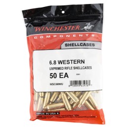 Winchester Ammo WSC68WU Unprimed Cases  6.8 Western Rifle Brass 50 Per Bag