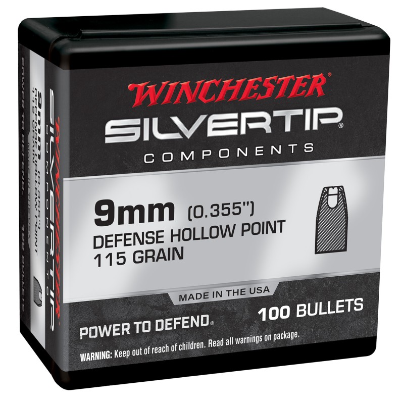 Winchester Ammo WB9ST115X Centerfire Handgun Reloading 9mm .355 115 gr Silvertip Hollow Point 100 Per Box 10 Case