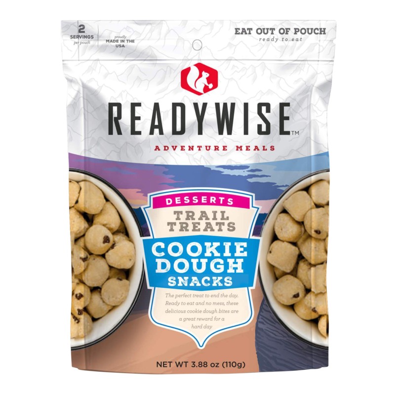 ReadyWise RW05013 Outdoor Food Kit Trail Treats Cookie Dough Snacks 2 Servings In A Resealable Pouch 6 Per Case