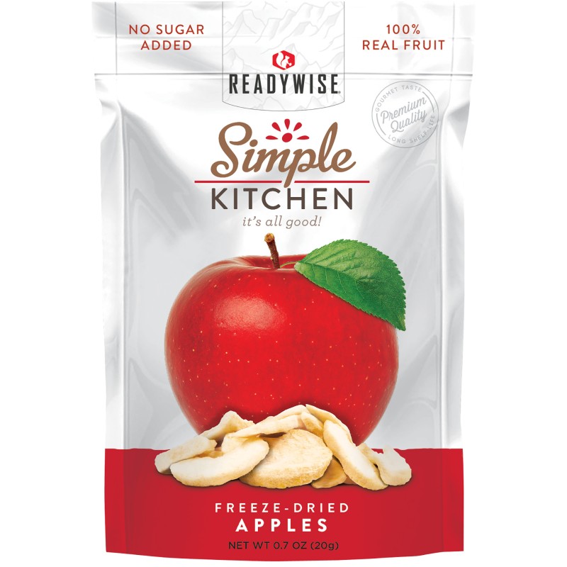 ReadyWise SK05910 Simple Kitchen Freeze Dried Fruit Sweet Apples 1 Serving Pouch 6 Per Case