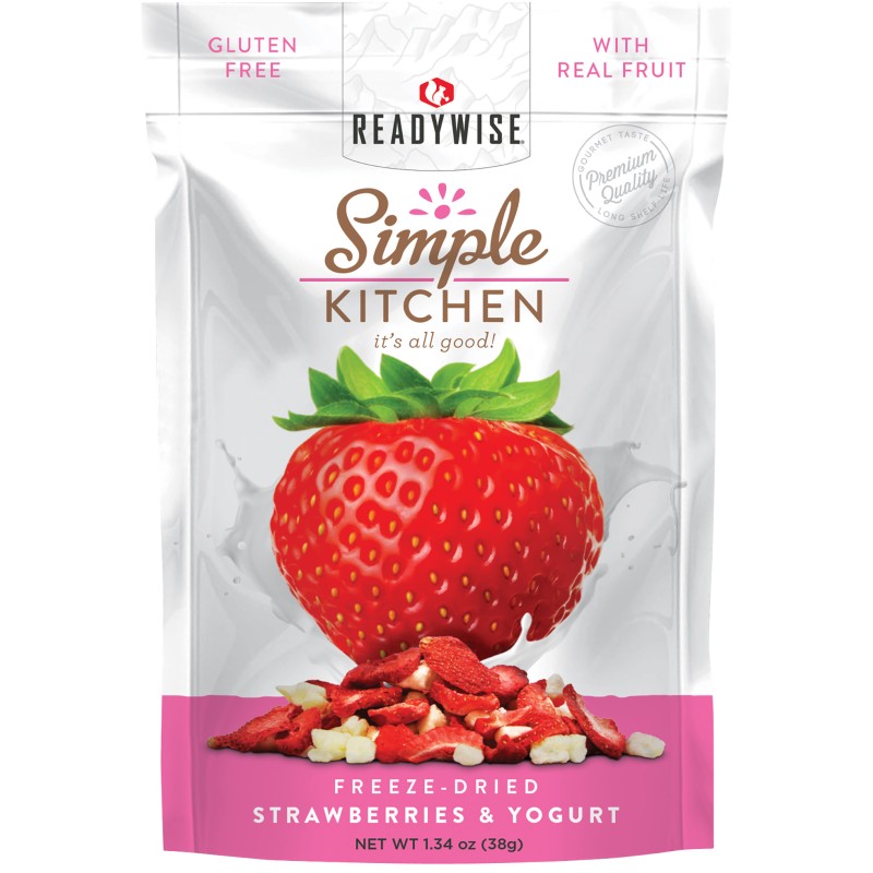 ReadyWise SK05913 Simple Kitchen Freeze Dried Fruit Strawberry Yogurt Tart 1 Serving Pouch 6 Per Case