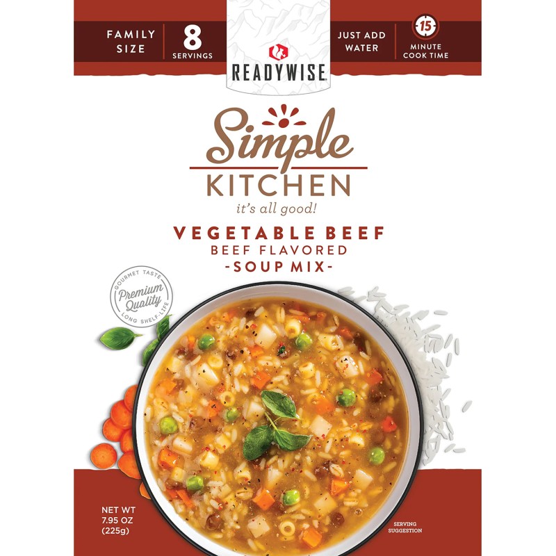 ReadyWise RWSK05067 Simple Kitchen Vegetable Beef Soup 8 Servings Per Pouch 6 Per Case