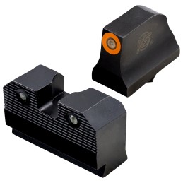 XS Sights GLR021P6N R3D  Night Sights fits Glock  Black  Green Tritium Orange Outline Front Sight Green Tritium  Rear Sight