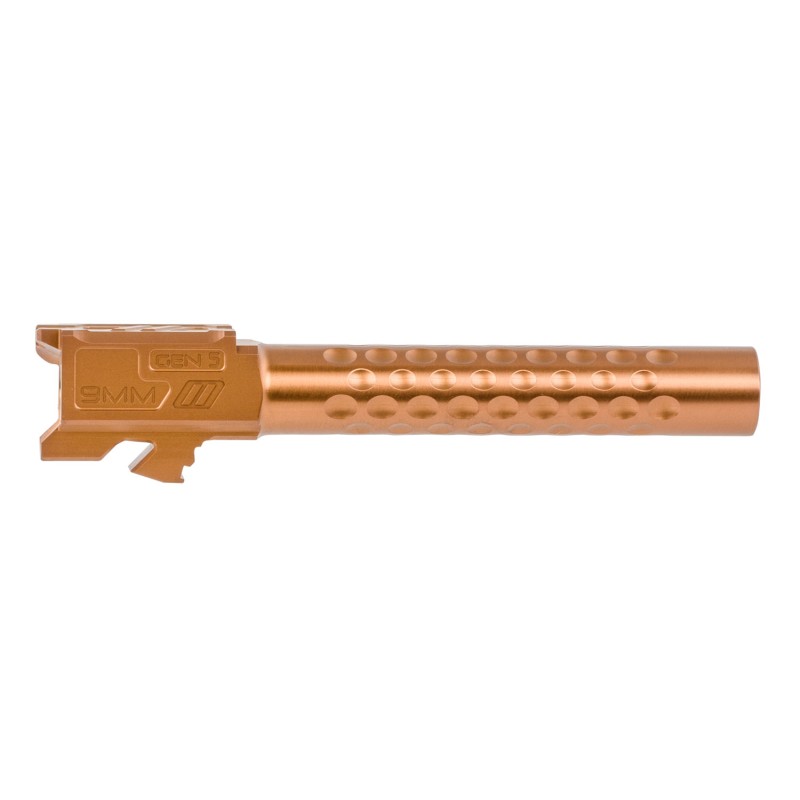 ZEV BBL17OPT5GBRZ Optimized Match  9mm Luger Compatible wGlock 17 Gen5 4.49 Bronze PVD 416R Stainless Steel Dimpled Barrel