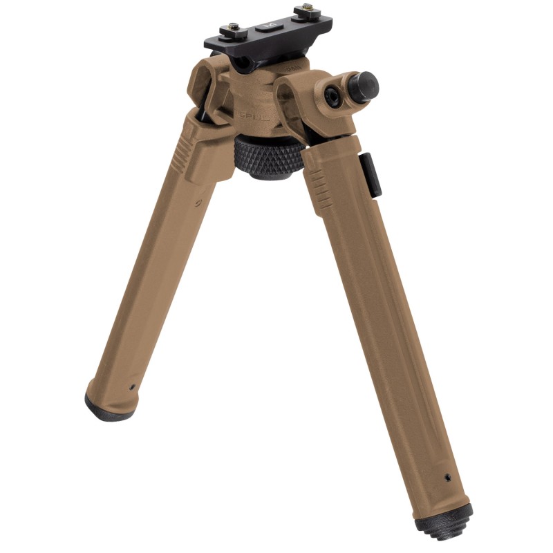 Magpul MAG933FDE Bipod  MLOK Attachment Flat Dark Earth MilSpec Anodized Aluminum  6.8010.30 Vertical Adjustment Rubber Feet for