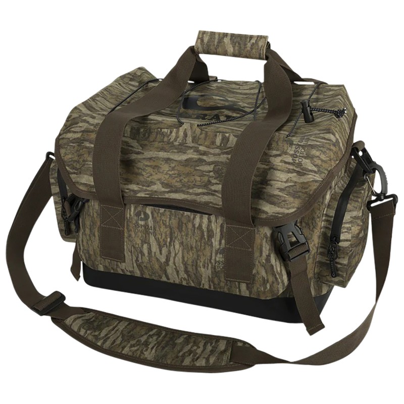 Drake Waterfowl DA43000063 HND Blind Bag  Large Mossy Oak Bottomland Interior Storage Pockets 3 Large Exterior Pockets Carry Han