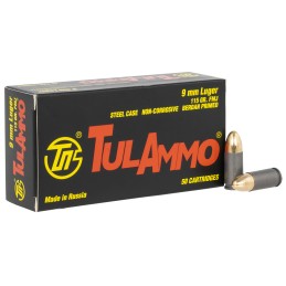 Tula Ammo by Ammo Inc TA919150 Centerfire Handgun  9mm Luger 115 gr Full Metal Jacket 50 Per Box 20 Cs