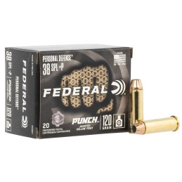 Federal PD38P1 Premium Personal Defense Punch 38 Special P 120 gr Jacketed Hollow Point 20 Per Box 10 Case