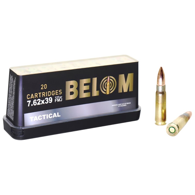 BELOM Ammo BELOM762 Tactical  7.62x39mm 123 gr Full Metal Jacket FMJ 20 Per Box 24 Cs