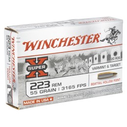 Winchester Ammo W223HP55 PowerPoint  223 Rem 55 gr Boat Tail Hollow Point 20 Per Box 25 Case