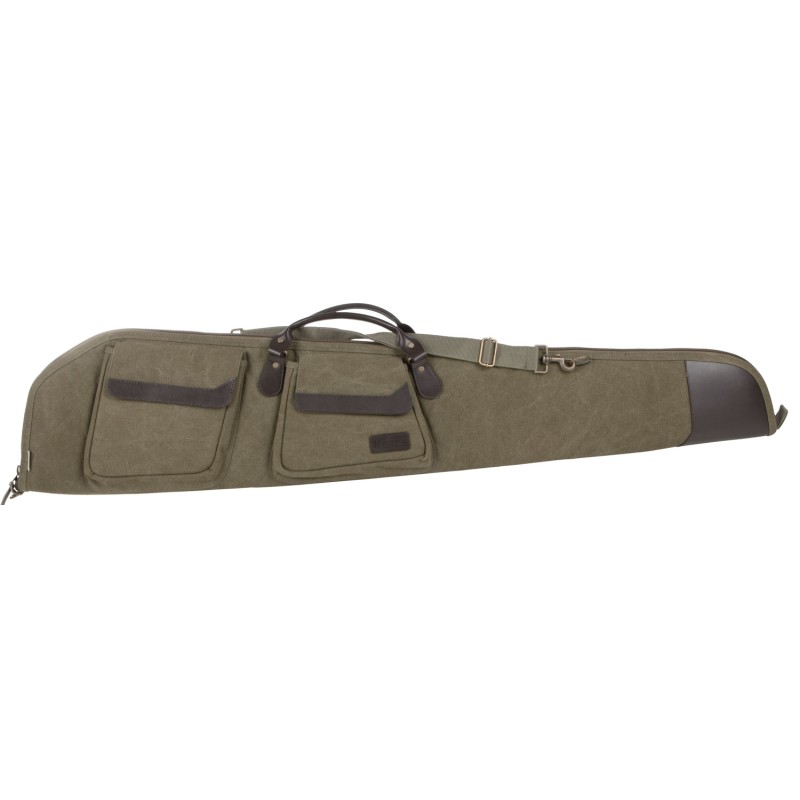 Heritage Cases 54148 North Platte Rifle Case 48 Olive Cotton Canvas w Leather Trim  Brushed Tricot Lining