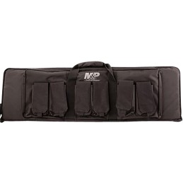 MP Accessories 110025 Pro Tac Gun Case 42 Black Nylon w Full Length External Pocket  6 Magazine Pouches