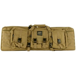 Bulldog BDT6037T BDT Tactical Double 37 Tan Nylon 3 Accessory Pockets Deluxe Padded Backstraps Lockable Zippers Padded Internal 