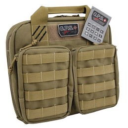 GPS Bags T1411PCT Tactical Double 2 Tan 1000D Nylon Teflon Coating Holds 4 Handguns