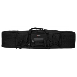 GPS Bags DRC55 Double Rifle Case Black 600D Polyester w 2 Padded Pistol Sleeves MOLLE Webbing  Lockable Zippers