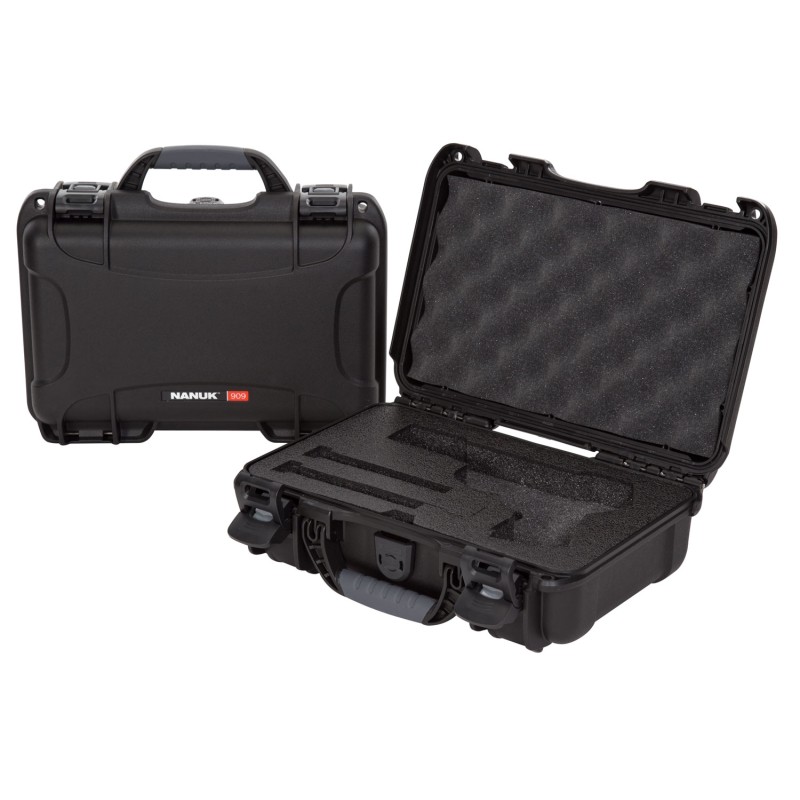 Nanuk 909CLASG1 909 Classic Gun Case Waterproof  Airline Approved Black Polyethylene w ClosedCell Foam 11.44 L x 7 W x 3.68 H In