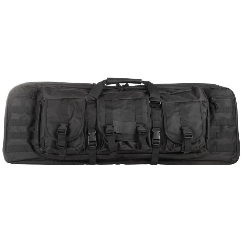 NcStar CVDC2946B36 VISM Double Carbine Case Black PVC Nylon w Foam Padding Lockable Zippers Pockets  MOLLE Webbing