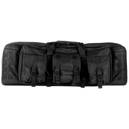 NcStar CVDC2946B42 VISM Double Carbine Case Heavy Duty PVC Nylon wPadded Center Divider Lockable Zippers Exterior Pockets