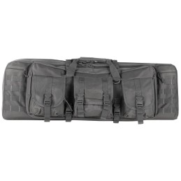 NcStar CVDC2946U36 VISM Double Carbine Case Urban Gray PVC Nylon w Foam Padding Lockable Zippers Pockets  MOLLE Webbing