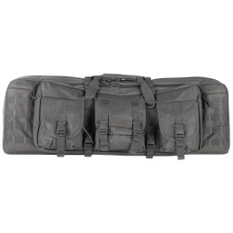 NcStar CVDC2946U42 VISM Double Carbine Case Urban Gray PVC Nylon w Foam Padding Lockable Zippers Pockets  MOLLE Webbing