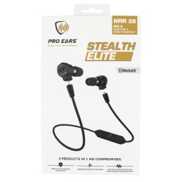 Pro Ears PEEBBLKE Stealth Elite  28 dB Behind The Head Black Adult 1 Pair Includes Attachable Bluetooth Lanyard