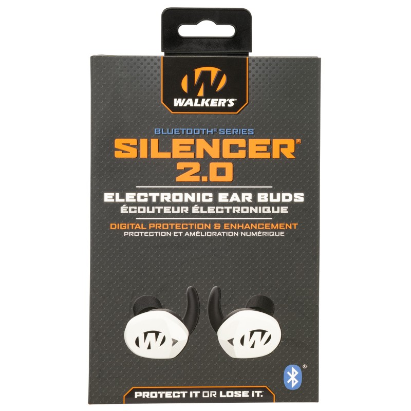 Walkers GWPSLCR2BTWHT Silencer BT 2.0 Electronic Ear Buds Sports South Exclusive White Polymer