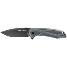 Real Avid AVRAV2 RAV2  3.25 Folding Drop Point Plain Black Oxide 8Cr13MoV SS Blade Aluminum Handle Clamshell Pkg