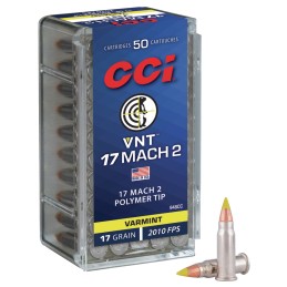 CCI 948CC VNT Rimfire 17 Mach 2 17 gr Varmint Tipped 50 Per Box 100 Case